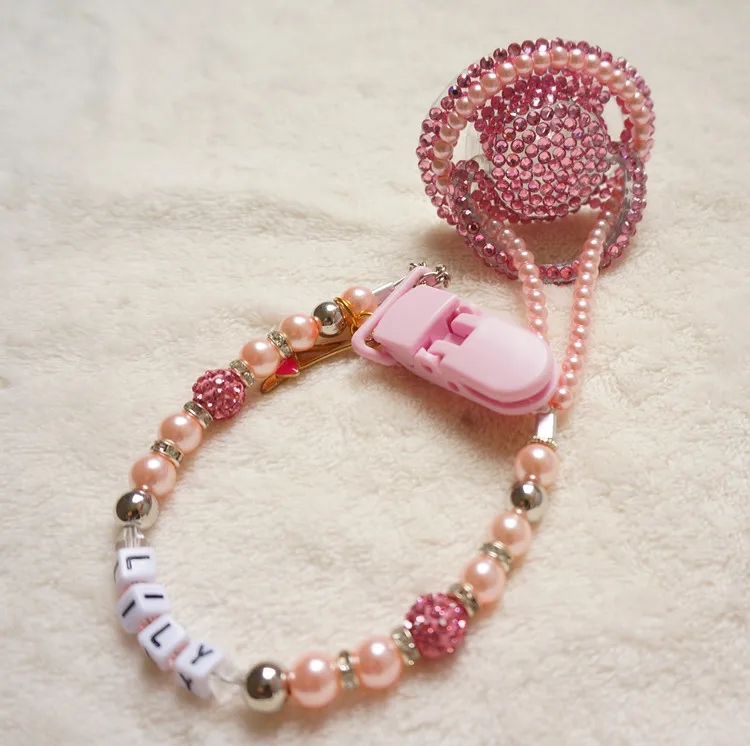 Hot pink Princess hand made bling crystal rhinestone Baby Pacifier Nipples Dummy cocka chupeta with pacifier