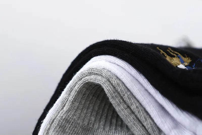 3 пары бренд Pier Polo черный, белый, серый Для мужчин; носки до лодыжки Бизнес вышивка Повседневное чесаный хлопковые носки короткие мужские носки