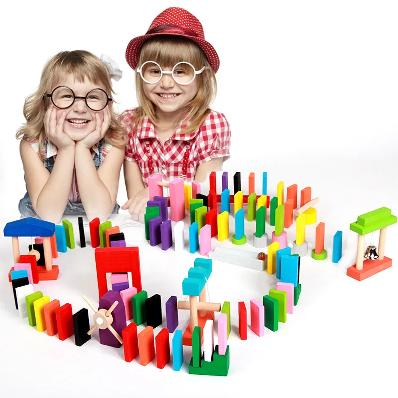 120 шт деревянные детские игрушки яркие красочные кучи домино игры блоки Развивающие игрушки для детей TY0079