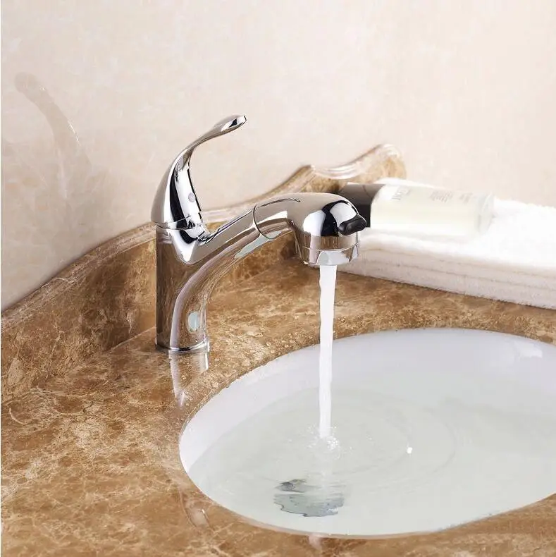 Free Shipping Hot And Cold Water Basin Faucets Bathroom Bath Hot And Cold Water Basin Faucets Bathroom Bath Washroom Sink Faucet Single Hand Pull Out Mixer Tap H2780 In From Home Improvement On