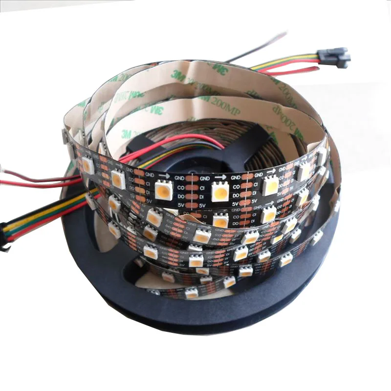 

5mX Digital SK9822 5050SMD white color led strip light DC5V input 30/60/72/144LED/m BLACK PCB free shipping
