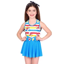 Été maillot de bain une pièce 6-16 filles maillots de bain usure de natation enfant maillot de bain solide pour enfants volants couverture-up