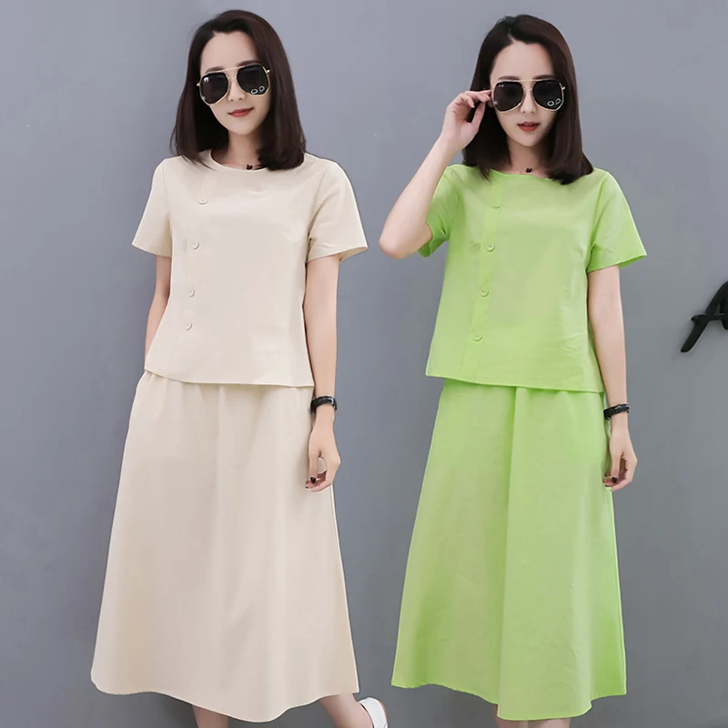 

Large Size Cotton Loose Slim Suit Dress