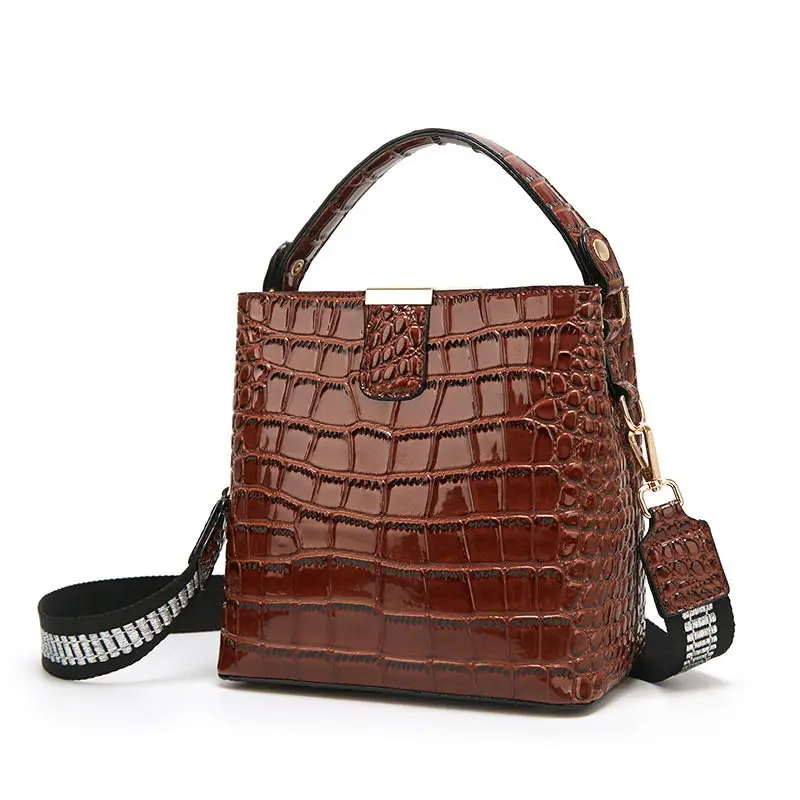 DIINOVIVO Retro Alligator Pattern Bucket Female Bag Patent Leather Bags For Women Bag Handbag Small Shoulder Bag Wallet WHDV1157