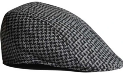 Мужская и Женская осенне-зимняя Кепка с рисунком «гусиная лапка», s берет, кепка таксиста, плоская кепка, берет - Цвет: Black grey