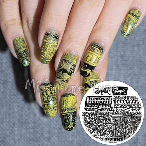 

New Premium Stamping Plate hehe106 Grangon Tribal Irregular Styles Temple Nail Art Stamp Template Image Transfer Stamp