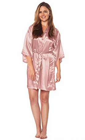 Femmes soie Satin courte Robe de nuit solide Kimono Robe mode Robe de bain Sexy Peignoir Peignoir Femme mariage mariée Robe de demoiselle d'honneur