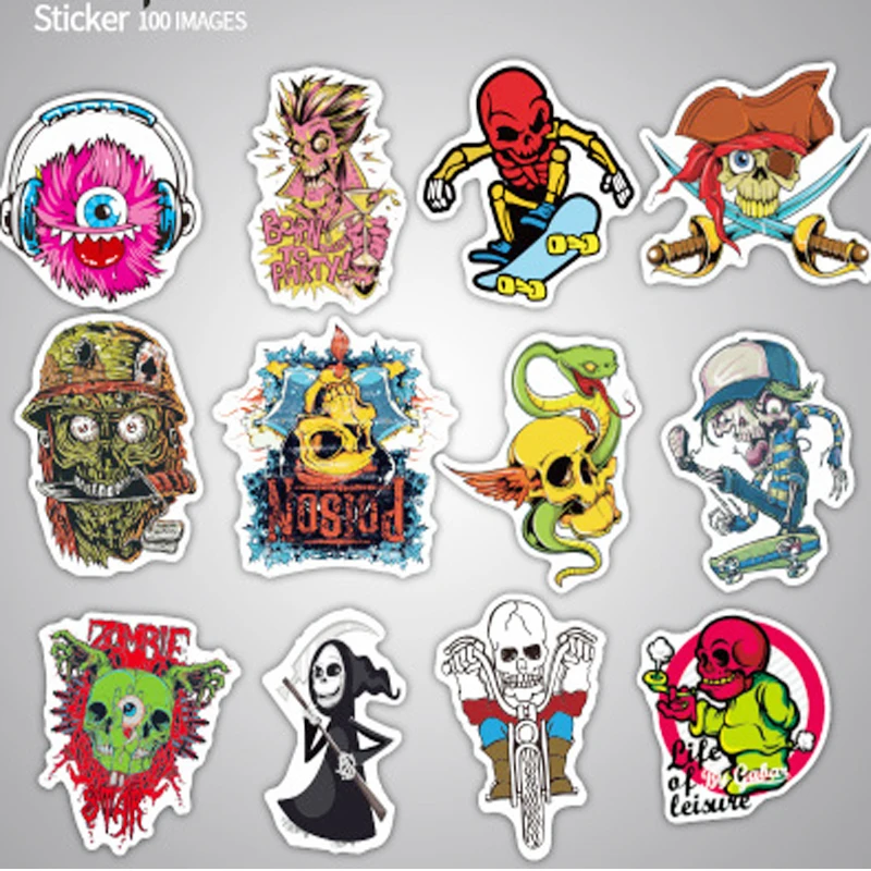 20-50pcs Mix Stickers Skateboard Sticker Graffiti Laptop Luggage Car Decals SU