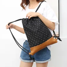 Модный повседневный легкий складной нейлоновый рюкзак унисекс, комплект веревок в горошек, спортивный рюкзак для путешествий, школьные сум...(China)