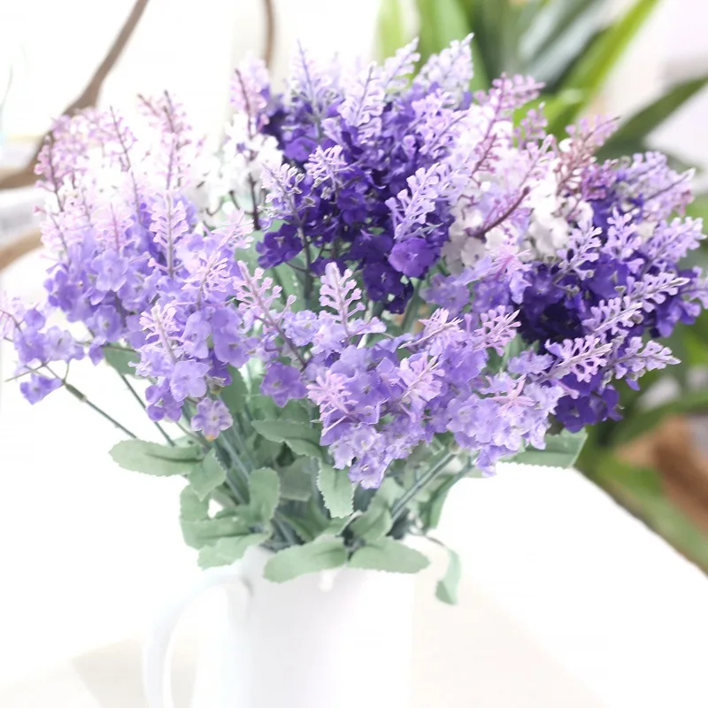 

Home Fashion 10 Heads/bouquet Silk Flower Romantic Provence 3 Colors Artificial Flowers Lavender Decoration Party Wedding Garden