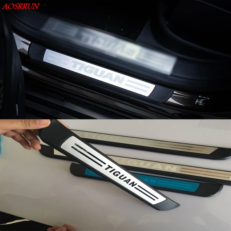 For Volkswagen VW TIGUAN 2010 2016 Stainless Steel Door Sill Strip Welcome Pedal Trim Auto Car