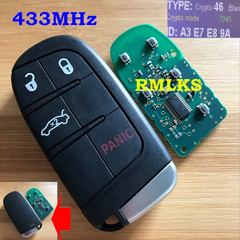 3 4 5 Buttons Smart Remote Key 433MHz Fob For Chrysler For Dodge Charger Journey Challenger Durango 300 46 Chip M3N-40821302