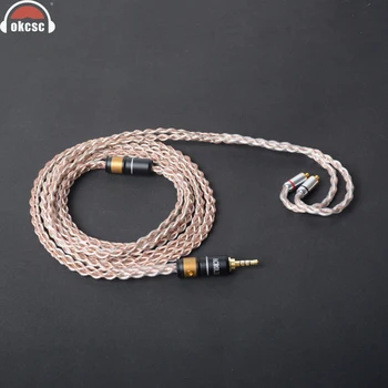 

OKCSC 2.5MM Balanced Cable MMCX 8 Core DIY Replacement Cable Upgrade Wire Single Crystal Silver for SE525/SE846/UE900/AK380/N5