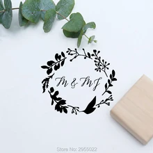 Персонализированная Свадебная Марка, индивидуальные инициалы деревянная резиновая печать, деревенский Свадебные печати с выражением любви само красочного