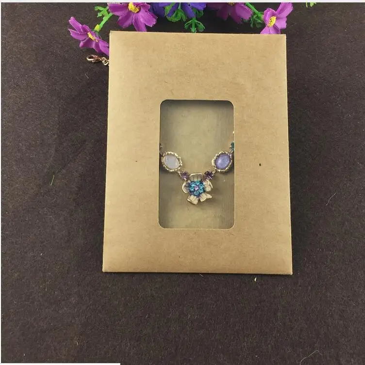 1000 комплектов мешки и ожерелья из крафт бумаги для ювелирных изделий|jewelry bag|paper