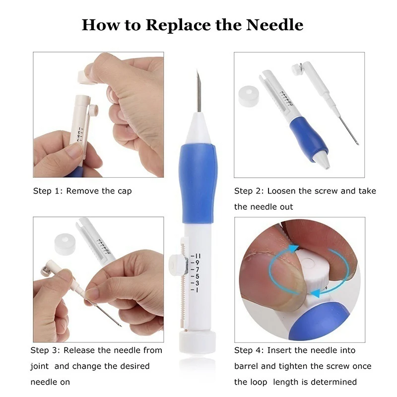 

Magic Embroidery Pen Stitching Punch Needle Set Craft Knitting Sewing Tool For Threaders Hogard