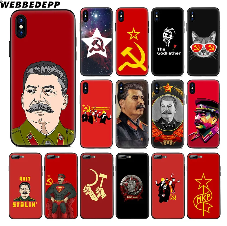 

WEBBEDEPP Communist Party Stalin Soft Silicone Case for Apple iPhone Xr Xs Max X or 10 8 7 6 6S Plus 5 5S SE Phone Case