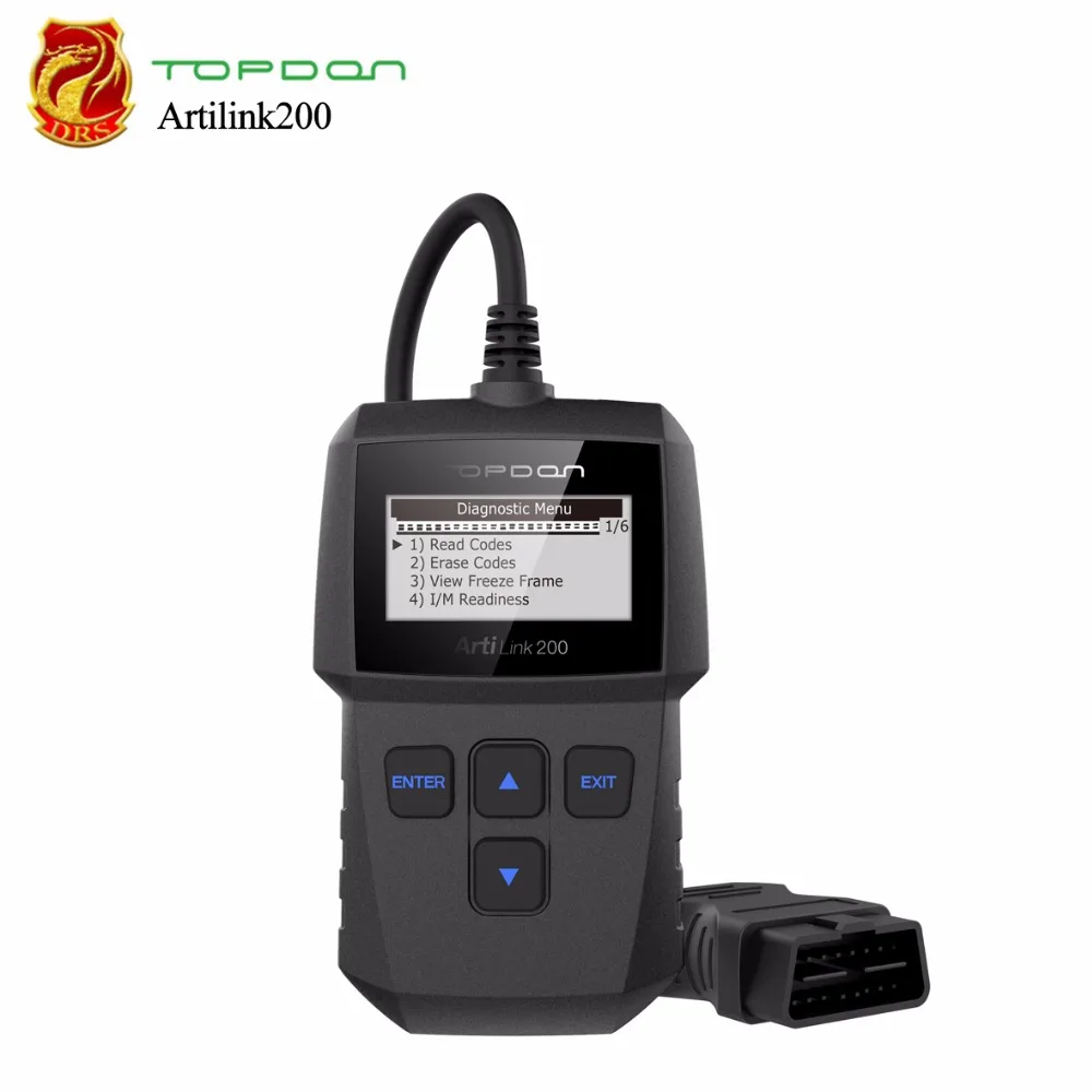 TOPDON Artilink200 OBDII автоматический считыватель кодов OBD2 сканер диагностический инструмент считывание и отображение DTCs стирание кодов вин извлечение PK ELM327