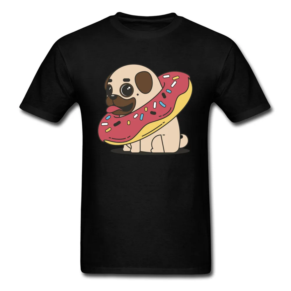 Мужские хлопковые футболки Doughnut pug dog вечерние с коротким рукавом Классическая