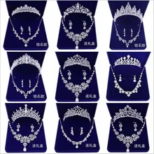 Свадебные наборы для женщин, Шикарные аксессуары для волос невесты, диадемы, серьги, ожерелье, свадебные ювелирные наборы