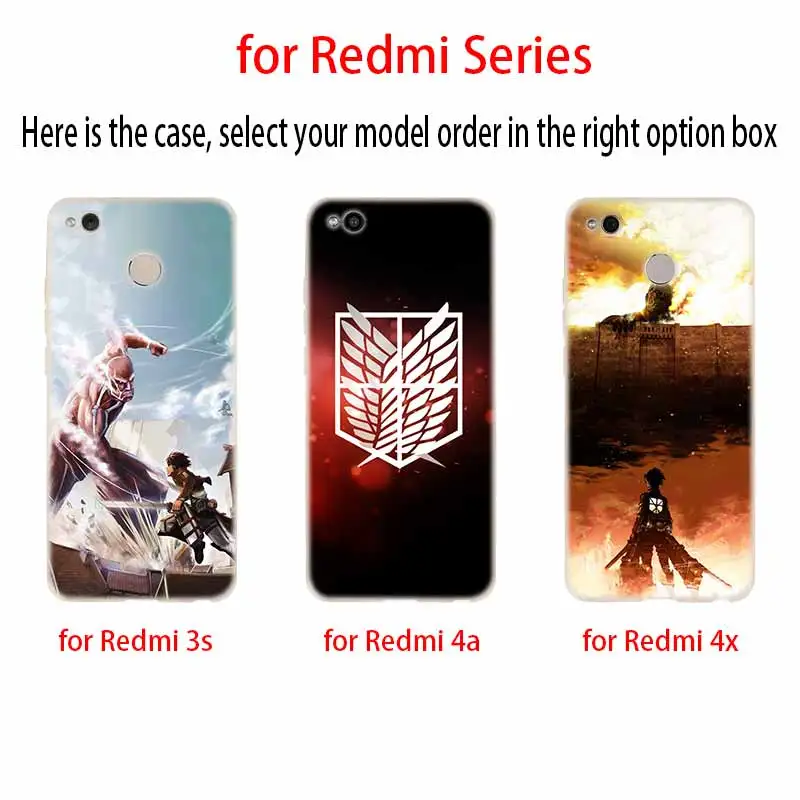 Чехол силиконовый прозрачный с постером атака на Титанов для Xiaomi Redmi 9A 8A 7A 6A 9AT Note 9