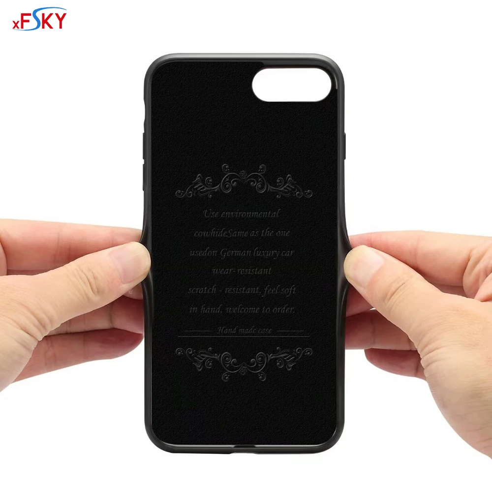 

xFSKY Case For Apple iphone 7&8 Luxury Natural Genuine Leather Credit Card Slots Protective Back Cover Cases For iphone 7&8 Plus