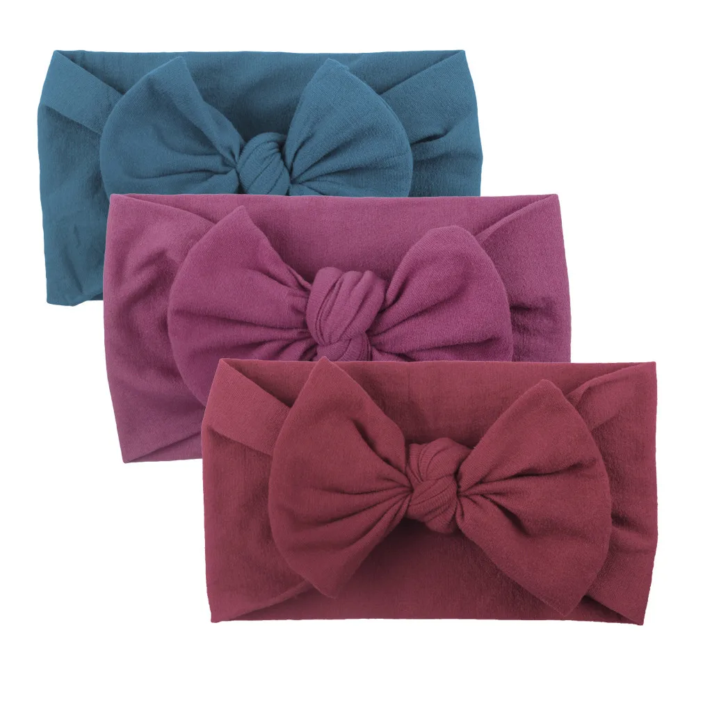 

MUQGEW 3PCS Girls Baby hair clip Toddler Turban Solid Headband Hair Band Bow Accessories Headwear fasce capelli neonata
