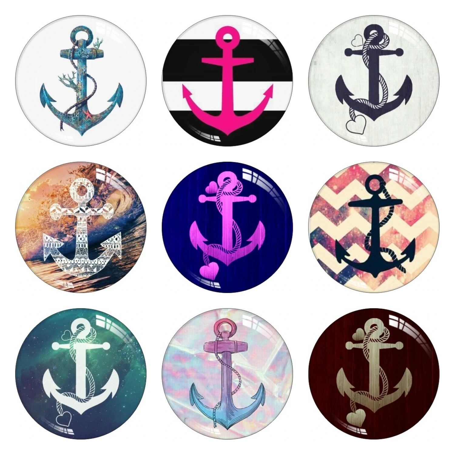 

Round Handmade Anchor Photo Glass Cabochons 10mm 12mm 14mm 16mm 18mm 20mm 25mm 30mm with Flat Back Making Findings