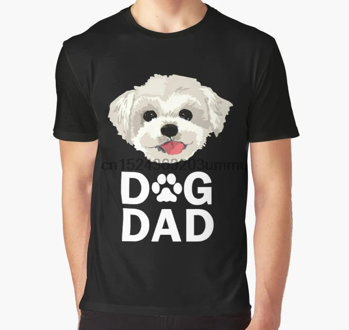 

All Over Print 3D Tshirt Men Funny T Shirt Dog Dad Maltese Funny Fathers Day Gift Paw Graphic T-Shirt