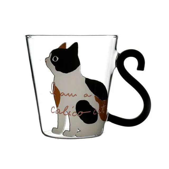 4pcs Creative Cute Cat Glass Mug Cup Tea Cup Milk Cup Coffee Cup Glass Gift