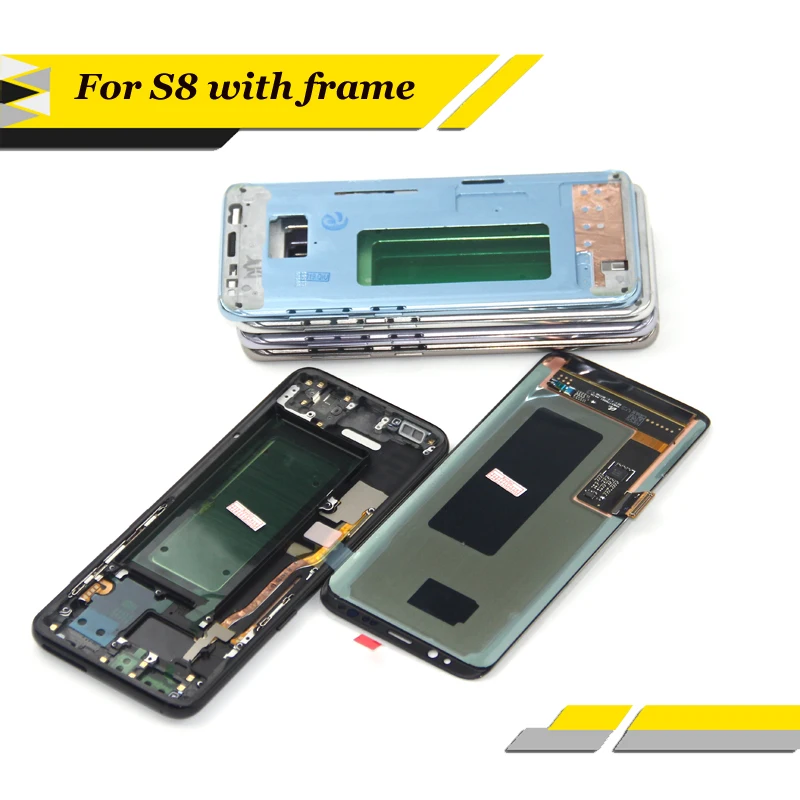 S8 LCD with frame for SAMSUNG Galaxy S8 G950 G950F Display S8 Plus G955 G955F Touch Screen Digitizer+tape