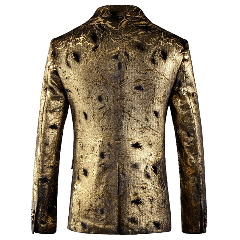 Men s Dance Blazer High-level Design Coats 2019 Male Pattern Business Stage Host Suit Jackets Slim Fit Gold Coat M-5XL xz13 Men s Dance Blazer High-level Design Coats 2019 Male Pattern Business Stage Host Suit Jackets Slim Fit Gold Coat M-5XL xz13