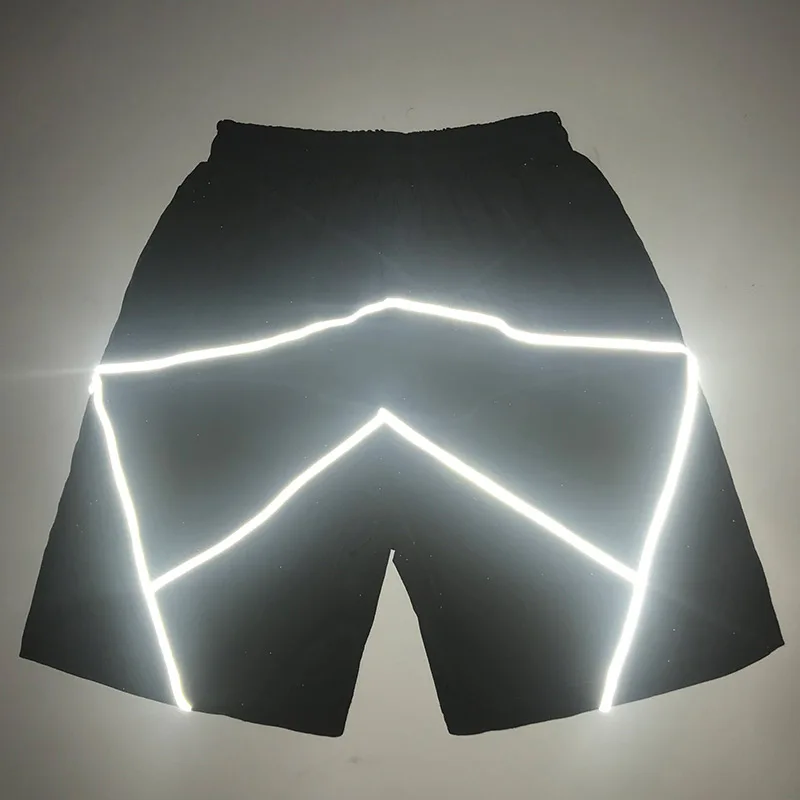 

Aolamegs Men reflective Reversed shorts hip hop streerwear harajuku night joggers shorts outdoors men's fashion short trousers
