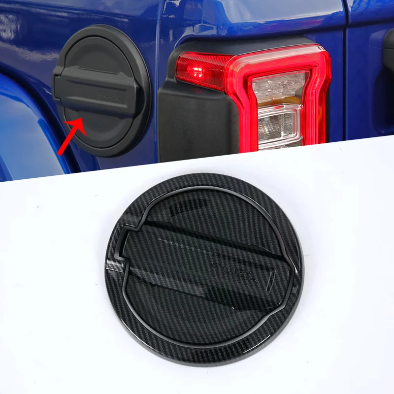 

Car ABS Gas Tank Cap Cover Trim Fuel Filler Door Mouldings for Jeep Wrangler JL 2018 Exterior Accessories Carbon Fiber Style