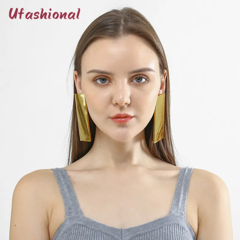 

Fashion Designed Personality Stud Earrings Geometric Pattern Acrylic Zinc Alloy Big Earring For Women Wholesale Jewelry