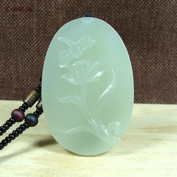 

CYNSFJA Real Rare Certified Natural Hetian Jade Nephrite Men's Charms Amulets Clivia Jade Pendant Hand Carved Artwork Best Gifts