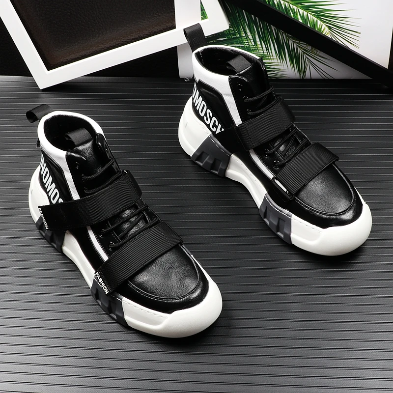 

2019 New Fashion Men Casual Shoes Flat Sneakers Wearable Leather Shoes Man Plus Size 38-43 Big Shoes Popular Student Shoes