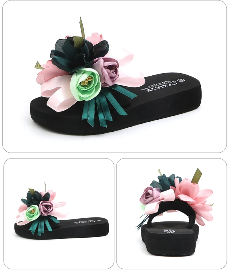 Летние модные детские шлепанцы; шлепанцы для девочек с искусственным цветком; пляжная обувь; удобные детские шлепанцы со стразами для девочек