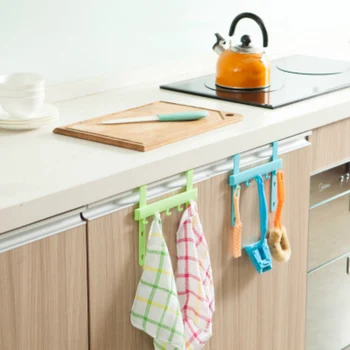 

Multifunctional ABS Hanging Hooks Organizer Cupboard Door Kitchen Cabinet Storage Hook Free Nail Shelf Wall Hook 1PC