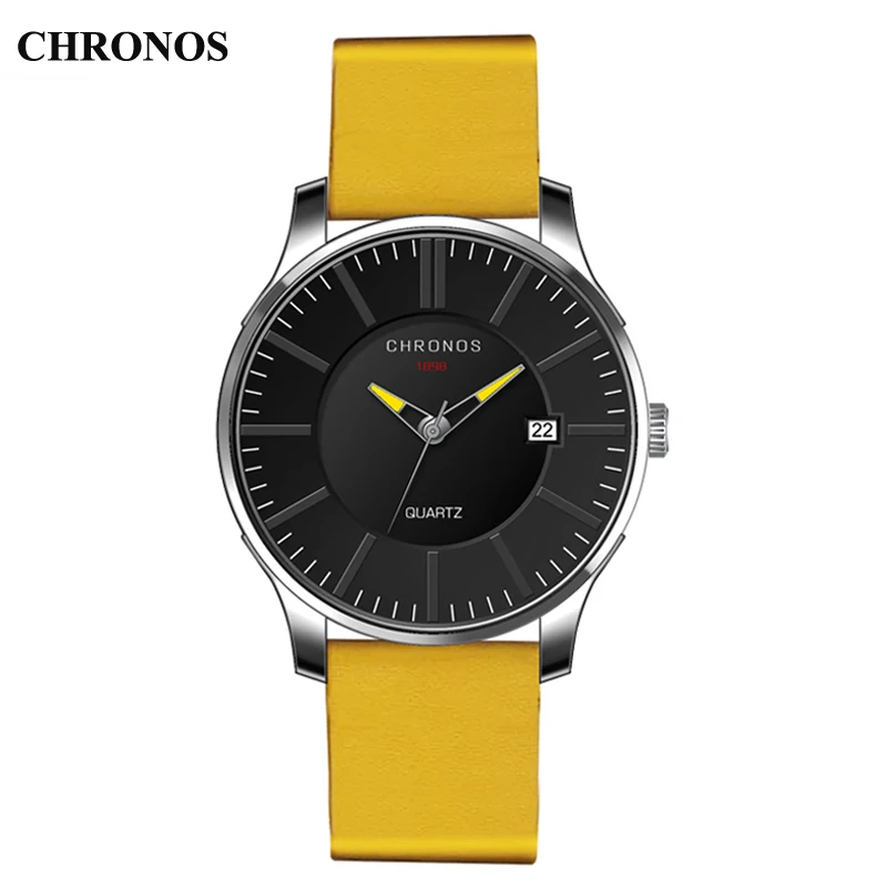 Chronos Men's Watch Luxury Brand Quartz Wristwatch Waterproof Leather Sports Watches Men Date Clock Relogio Masculino