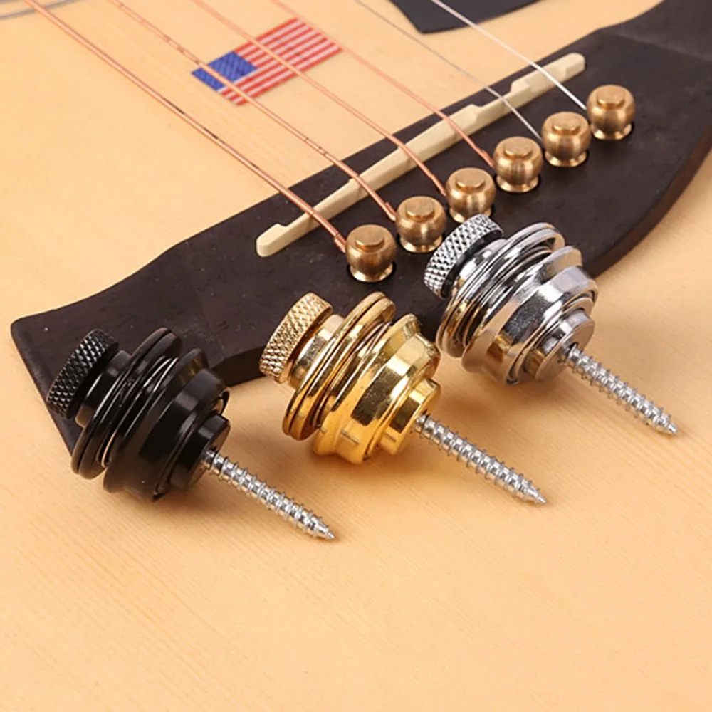 Guitar Strap Lock Bass Metal Button 2pcs black/sliver/gold Hold Tight