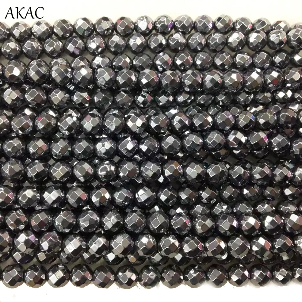 

AKAC Terahertz faceted round loose beads 6mm,8mm,10mm 1strand/set Terahertz loose beads for diy making healing stone wholesale