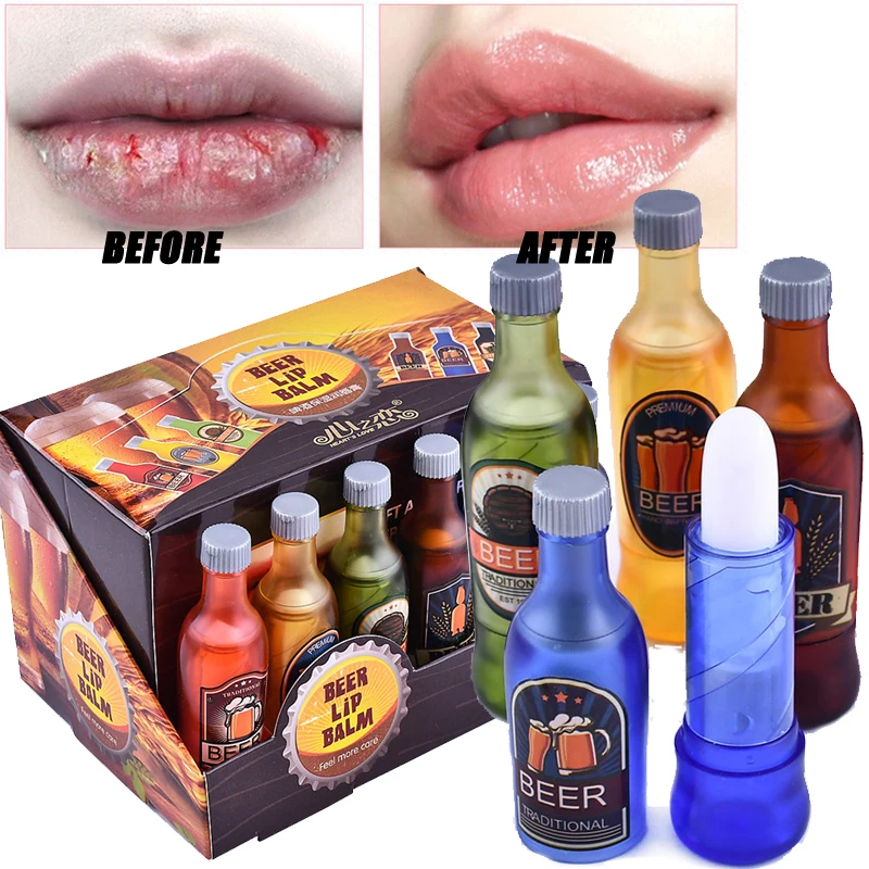 

1Pc Natural Honey Moisturizing Cute Beer Lip Balm Colorless Refine Repair lip wrinkles For Woman Winter Lip Care Baby lips