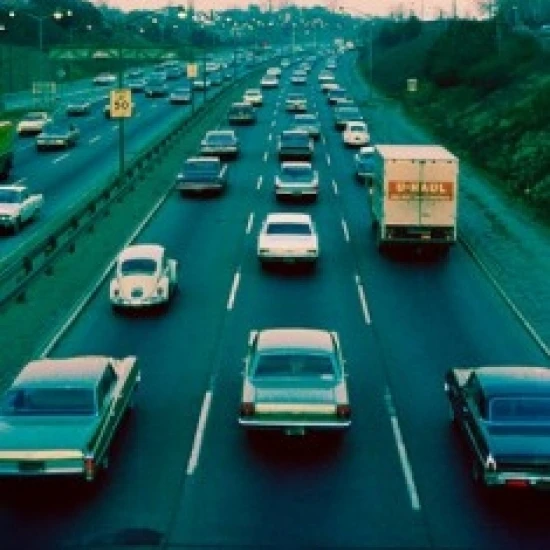 USA  New York State  New York City  traffic along Long Island Parkway Poster Print (18 x 24)