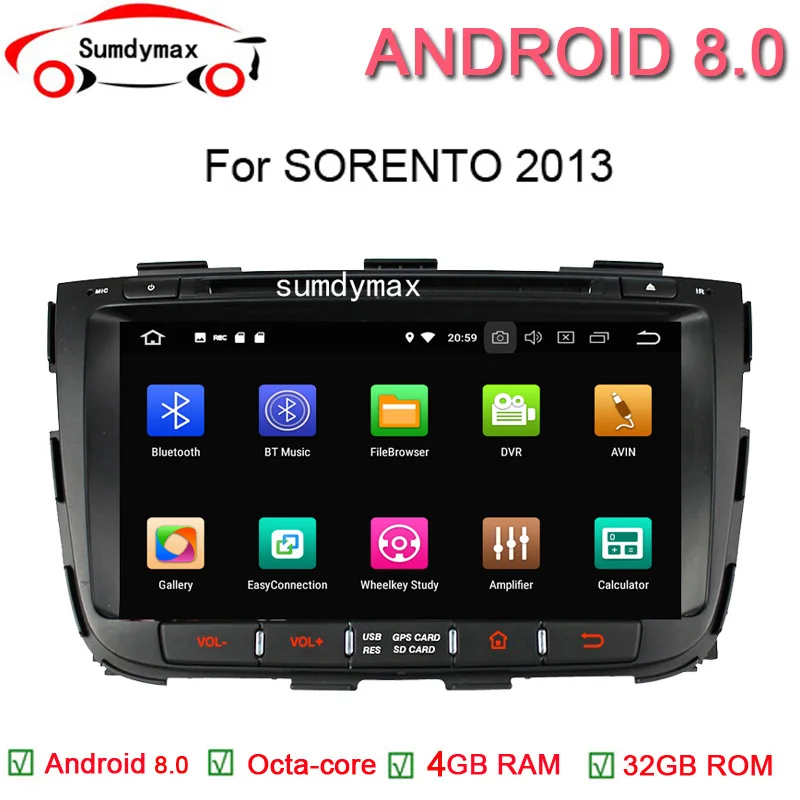 Discount For KIA Sorento 2013 2014 2015 android 8.0 Car DVD Player GPS Radio WIFI Bluetooth Map USB Audio octa core 4G+64G 0