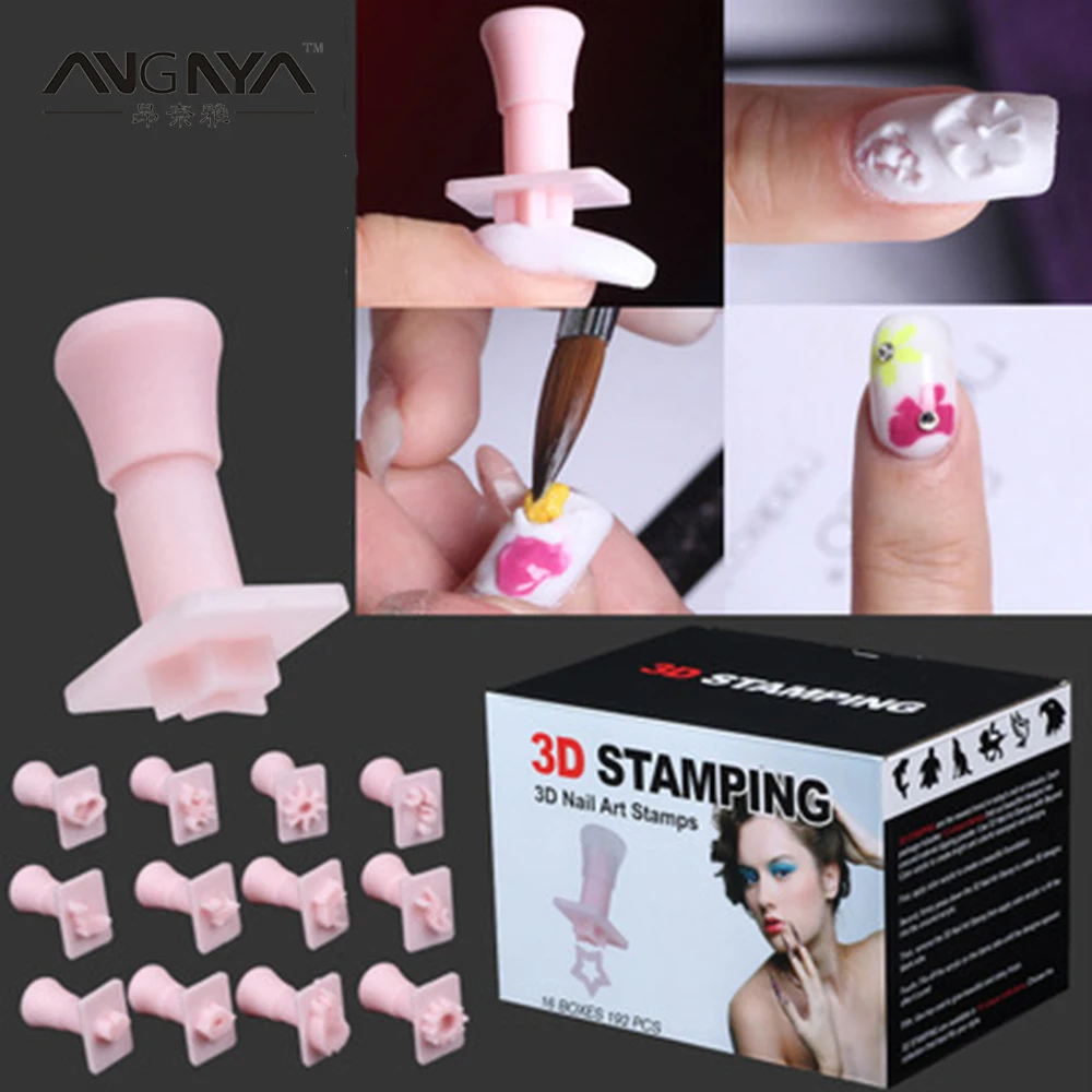 ANGNYA Pro 3D Nail Art акриловые штамповки 192 шт. мульти шаблон Гель лак печать штамповка