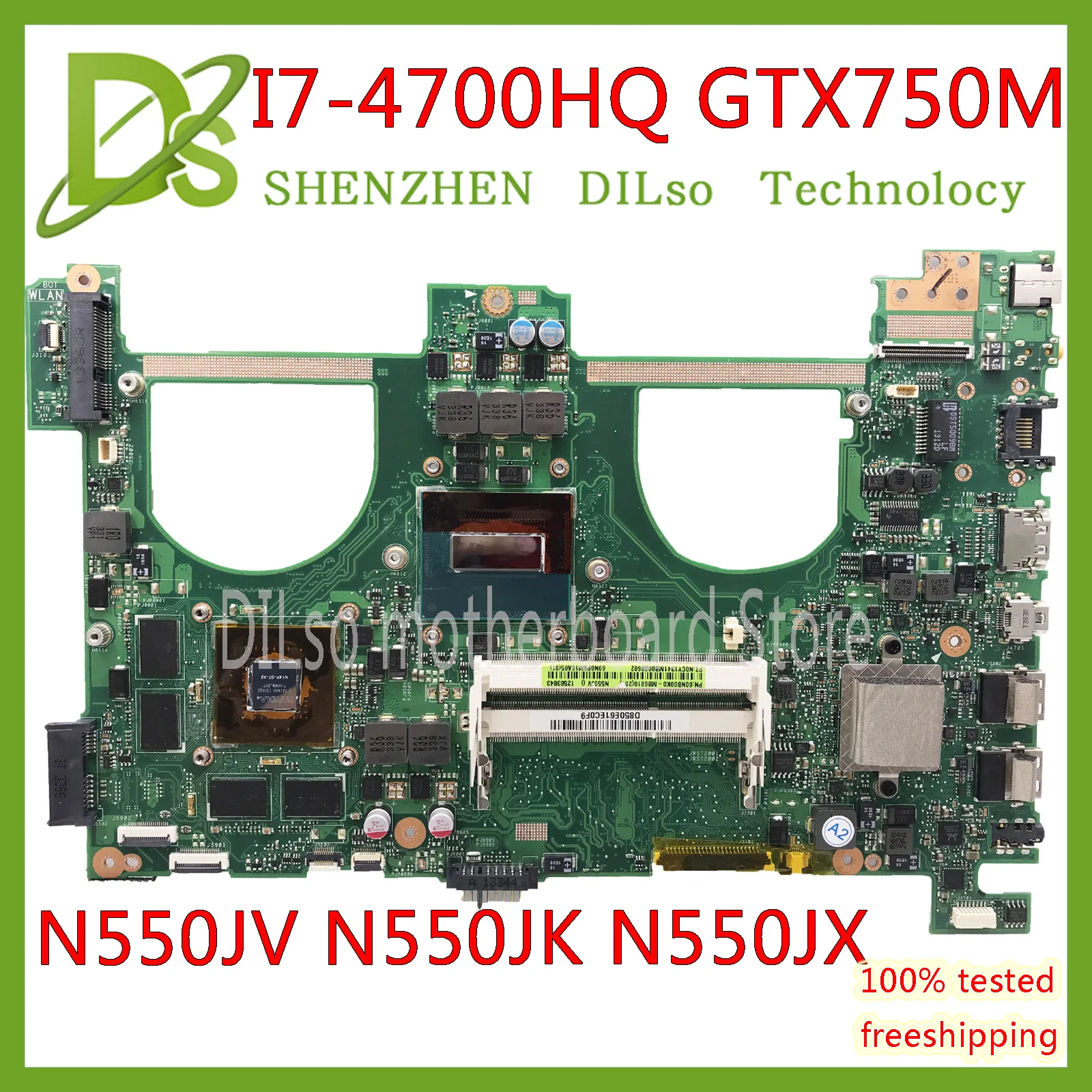 Дешево KEFU N550JV для ASUS N550jv N550JK N550J N550JX материнская плата для ноутбука i7 4700HQ GTX750 4 ГБ 2 ГБ GPU Материнская плата Тест новая материнская плата
