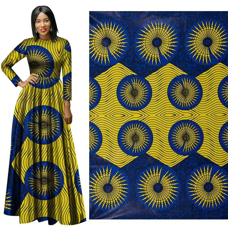 

Autumn and winter new thick African national costume fabrics 100% polyester batik print geometric figure fashion dress fabric