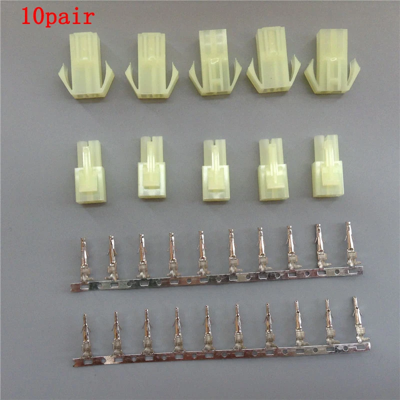 

10pair Small Tamiya Plug Non-slip Mini Tamiya Connector with 2pins Battery Connect Plug Male/Female for RC DIY Brushed Motor/ESC