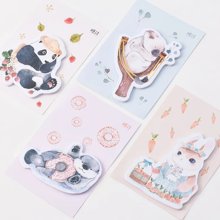 

Cute Kawaii Animals Panda Rabbit Koala Sticky Notes Post It Adhesive Memo Pad School Supply Planner Stickers Paper Bookmarks